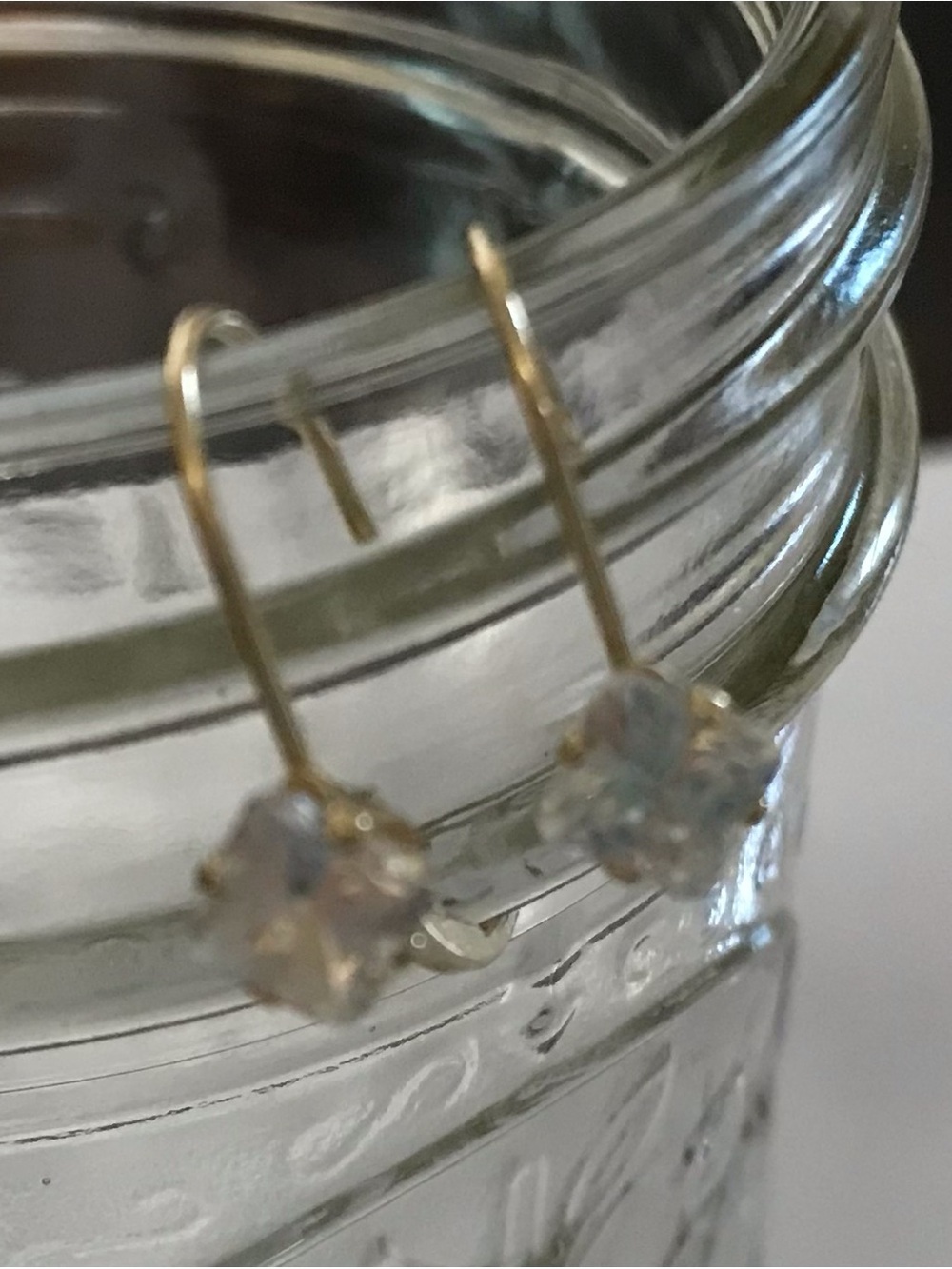 14K Yellow Gold Lever Back Diamonique Earrings